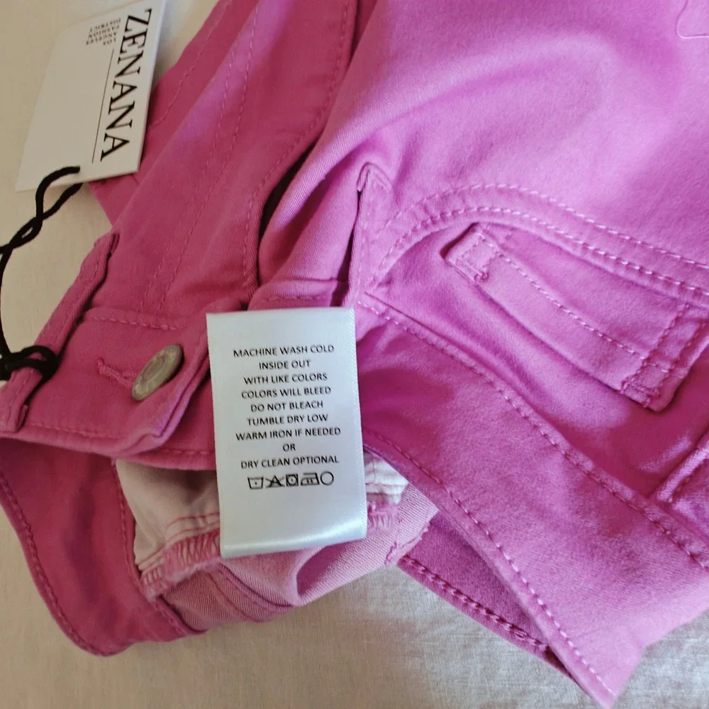 Zenana High Waist Denim Shorts Mauve Pink Five Pocket Stretch 58% Cotton Small
